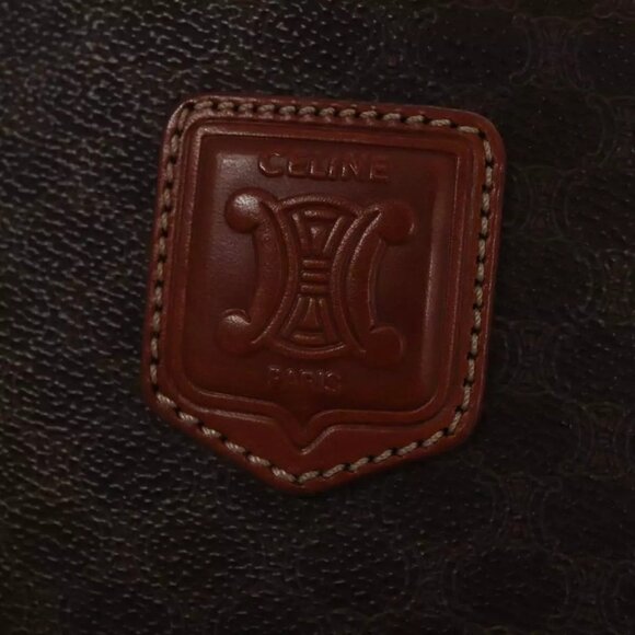 CELINE Macadam Canvas Hand Bag PVC Leather Brown Gold Auth - Picture 10 of 16